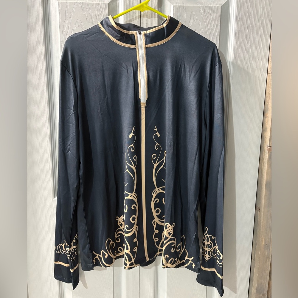 NWT ACEGOLFS Elegant Black and Gold Women's Quarter Zip top size XXXL